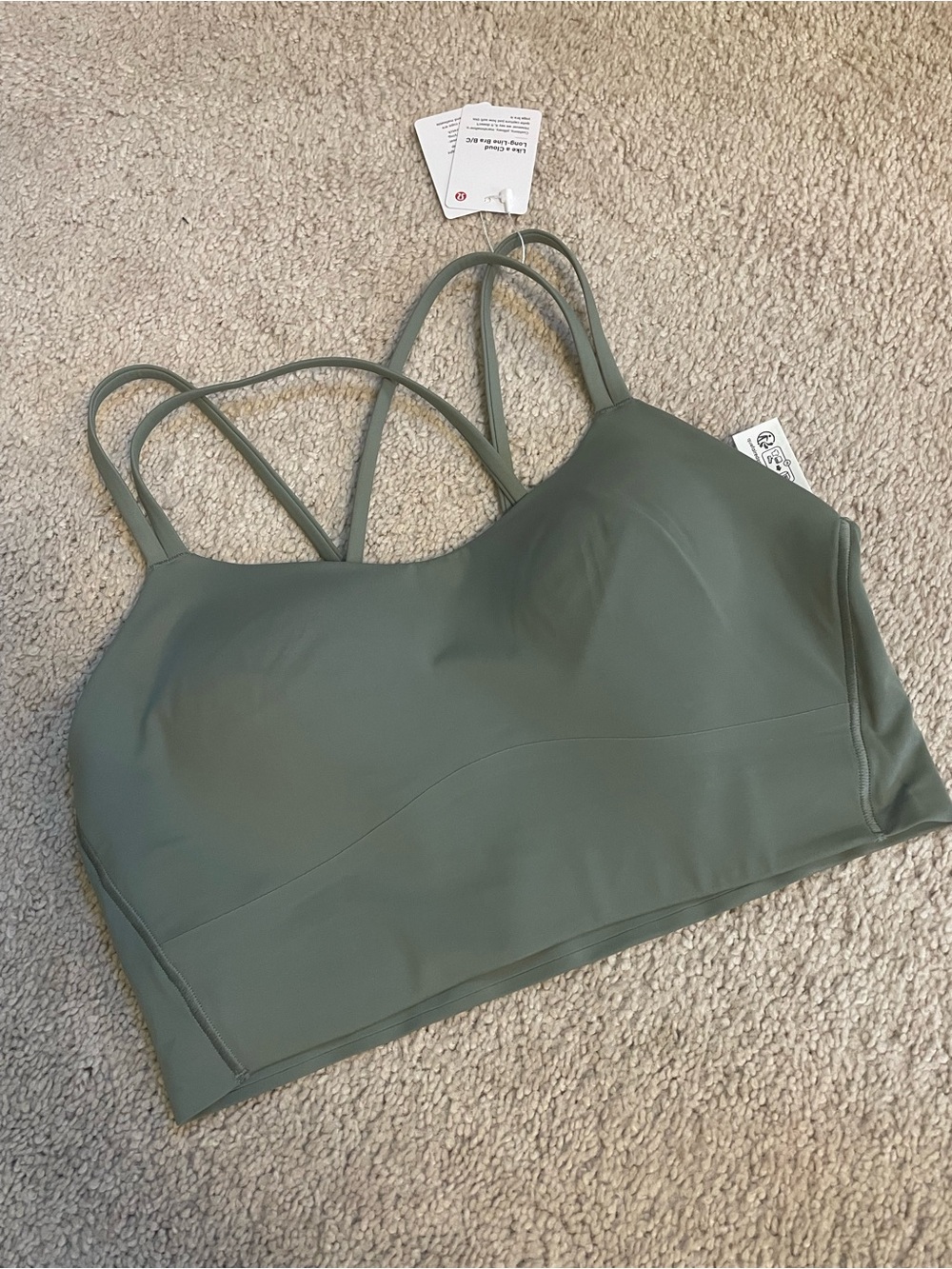 Seamless Strappy Bralette - Sage Green. Like a cloud. Size 8.